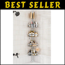Load image into Gallery viewer, Stainless Steel Shower Corner Shelf with Adjustable Height &amp; Towel Bar - Silver