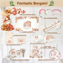 Load image into Gallery viewer, Elegant Boho Baby Shower Decorations - Complete Kit with Backdrop &amp; Tableware
