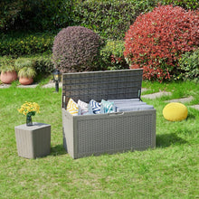 Load image into Gallery viewer, Versatile 100-Gallon Taupe Deck Box for Patio, Pools, and Garden Accessories