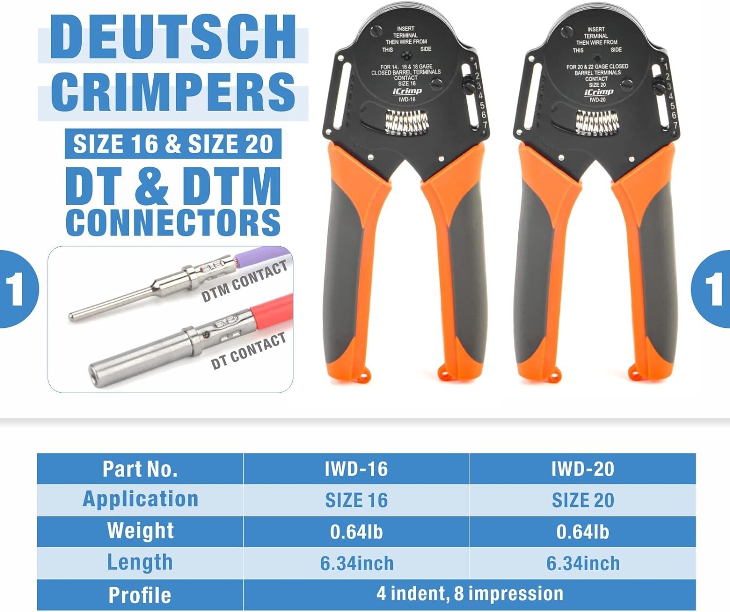8-Piece iCrimp Crimping Tool Kit for Deutsch Connectors & Weather Pack Terminals