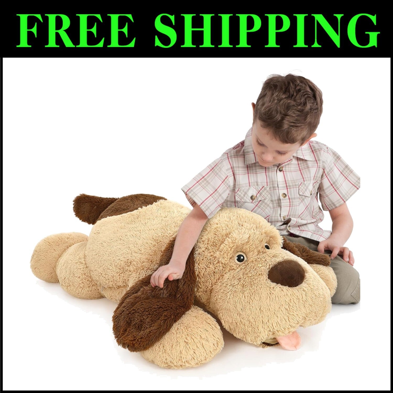 Oversized 40-Inch Brown Dog Plush Toy – Ultimate Comfort for Kids' Rooms