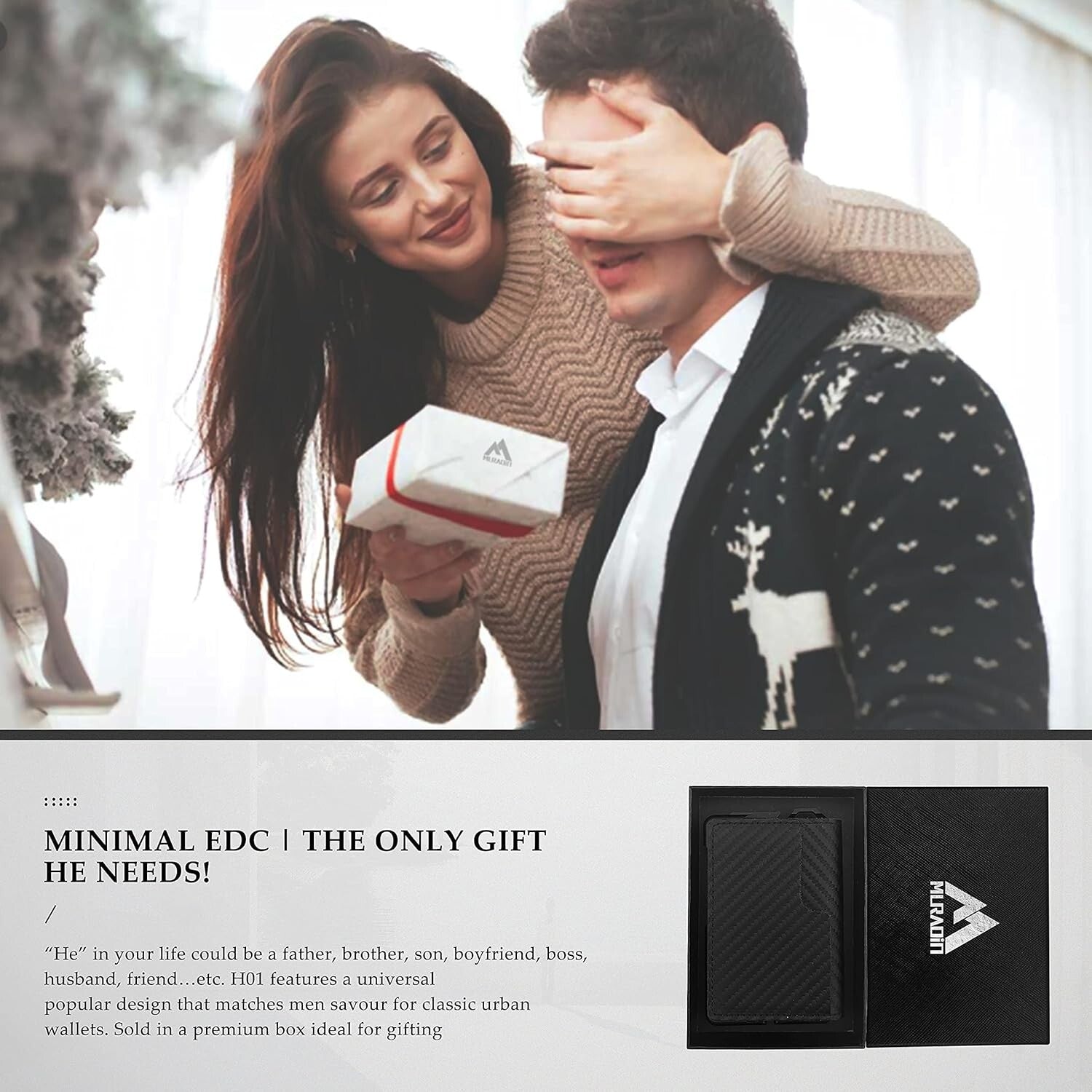 Full-Grain Leather Minimalist Wallet - RFID Card Holder with Keychain Design