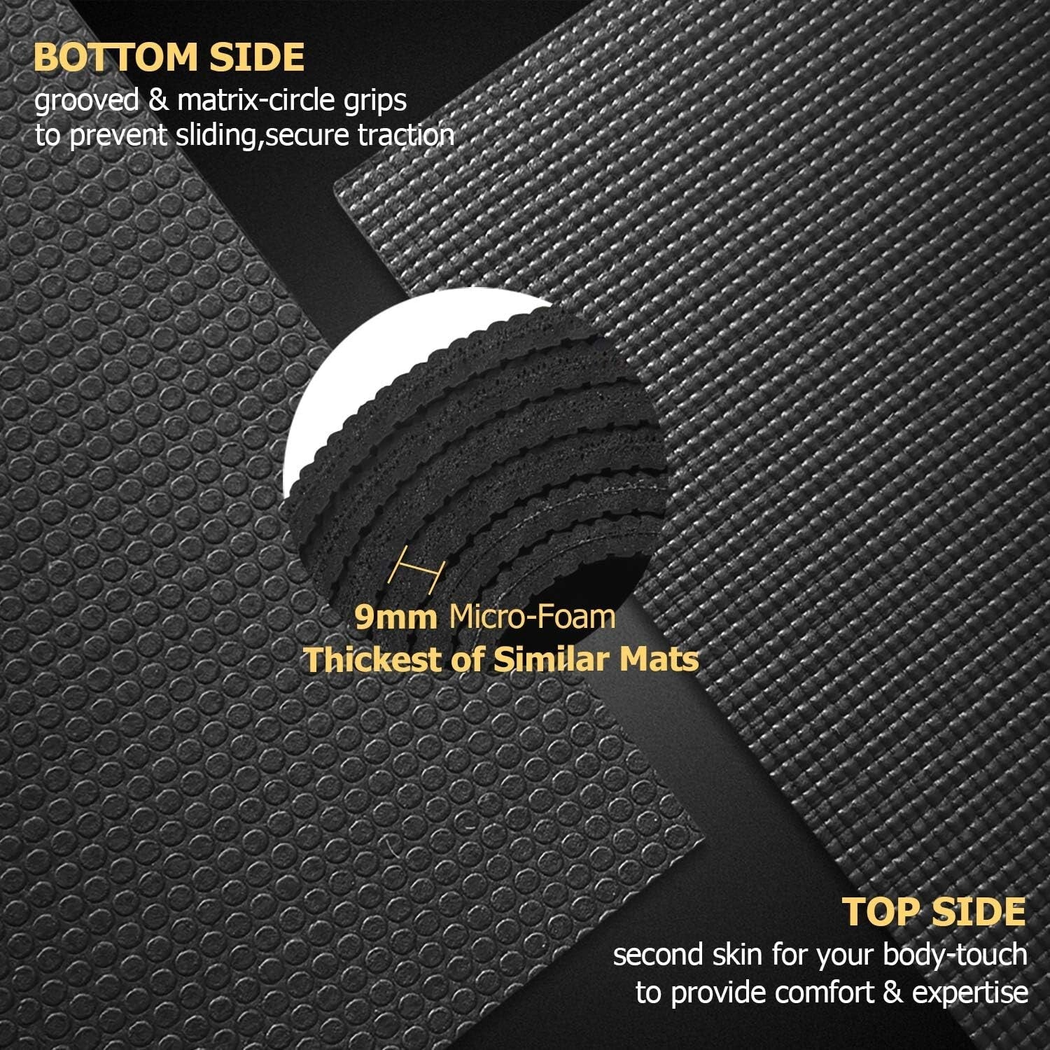 Durable 9mm Memory Foam Yoga Mat - Perfect for Yoga, Pilates, and Meditation