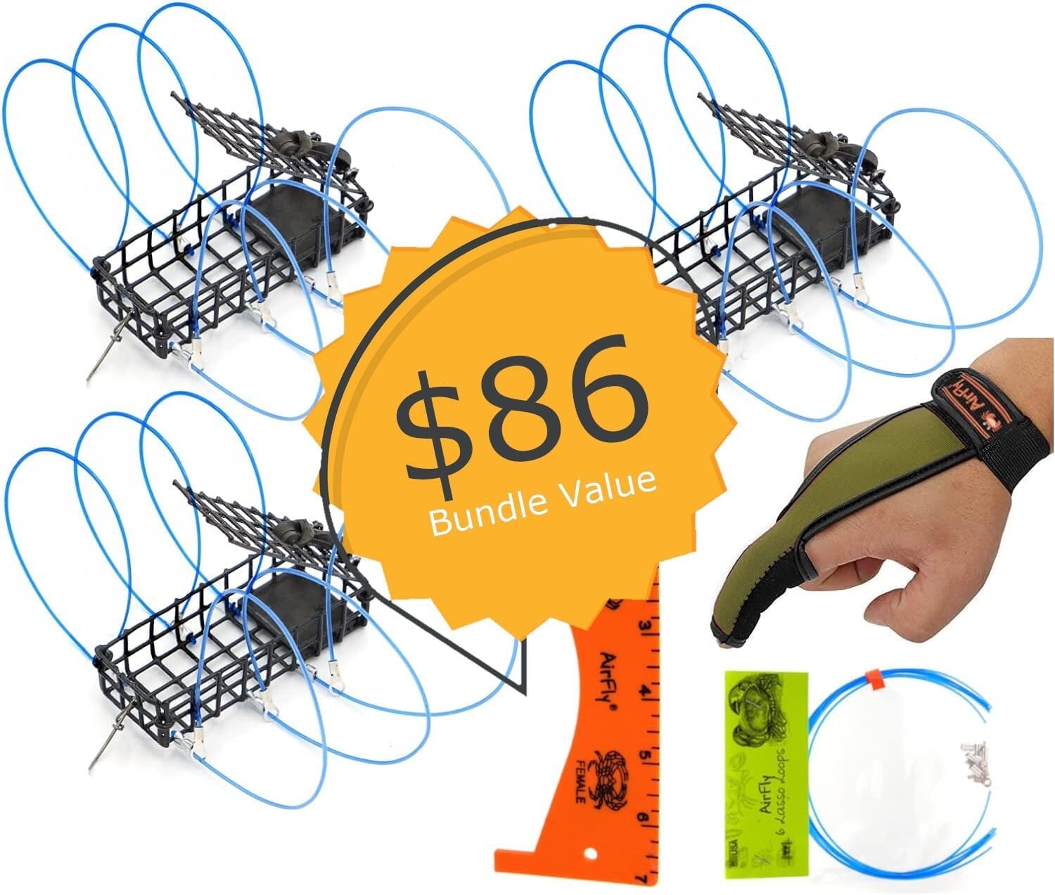 Compact and Portable Crab Trap Set with 6 Loops for Unforgettable Fishing