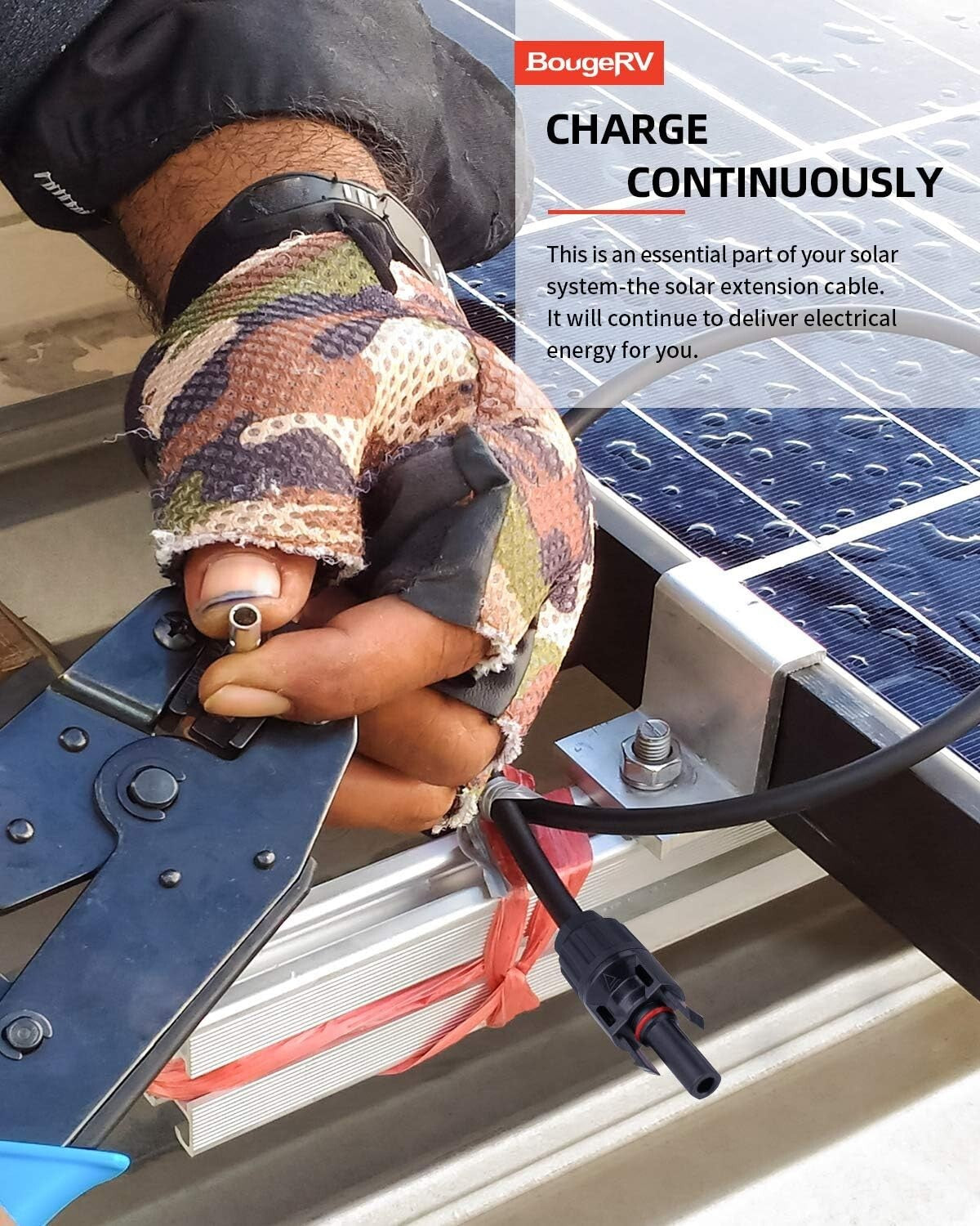 70FT 10AWG Weatherproof Solar Extension Cable with Male & Female Connectors