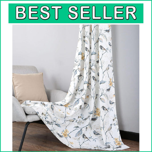 Beautiful Birds & Branches Grey Curtains - Pack of 2 for Modern Farmhouse