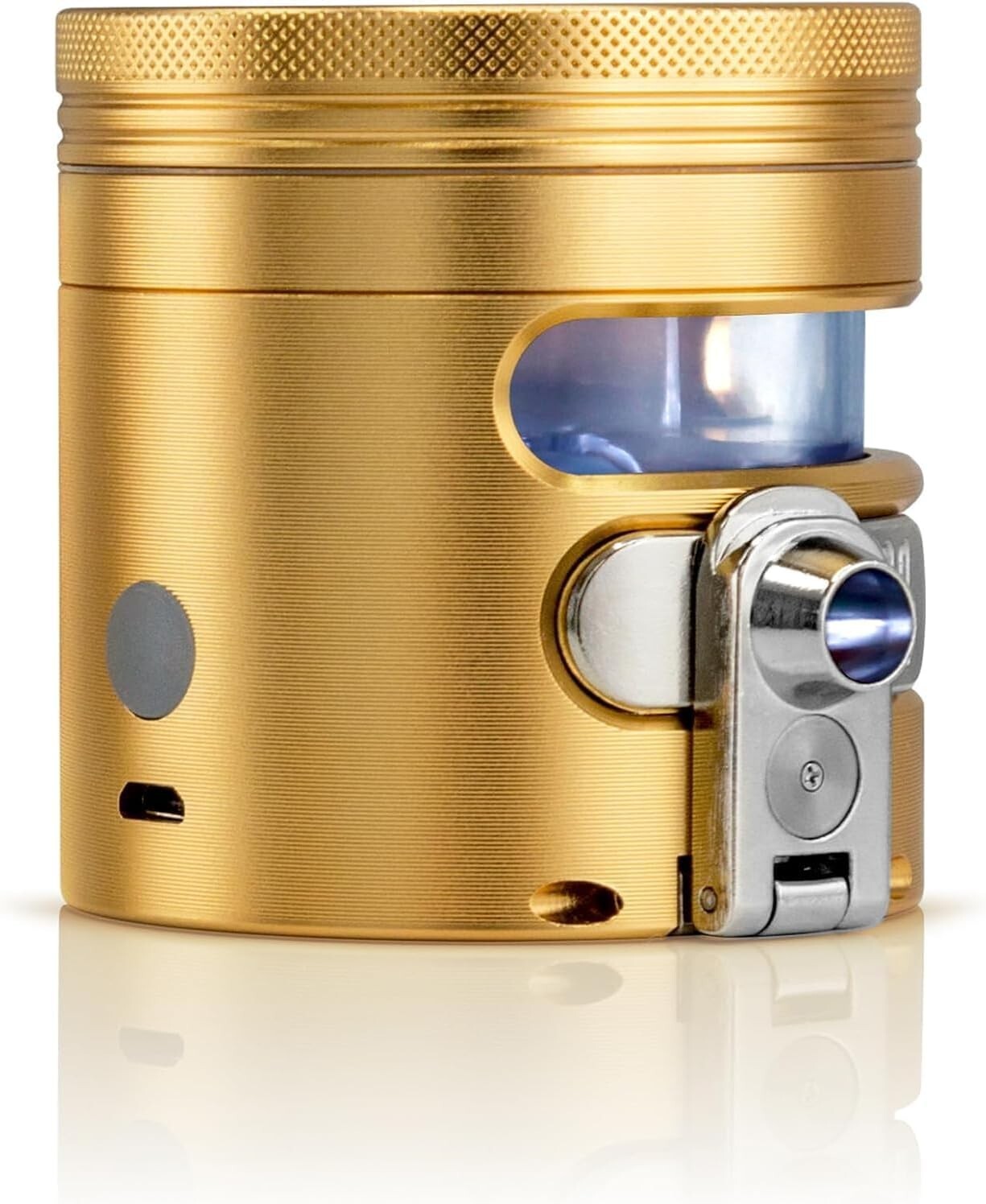 Premium Gold Aluminum Manual Grinder with Vibrational Dispenser - Effortless Use