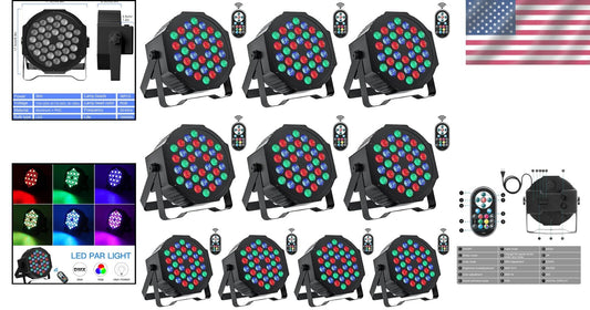 Vibrant 10 Pack 36W RGB LED Par Can Lights for DJ Party & Event Decoration