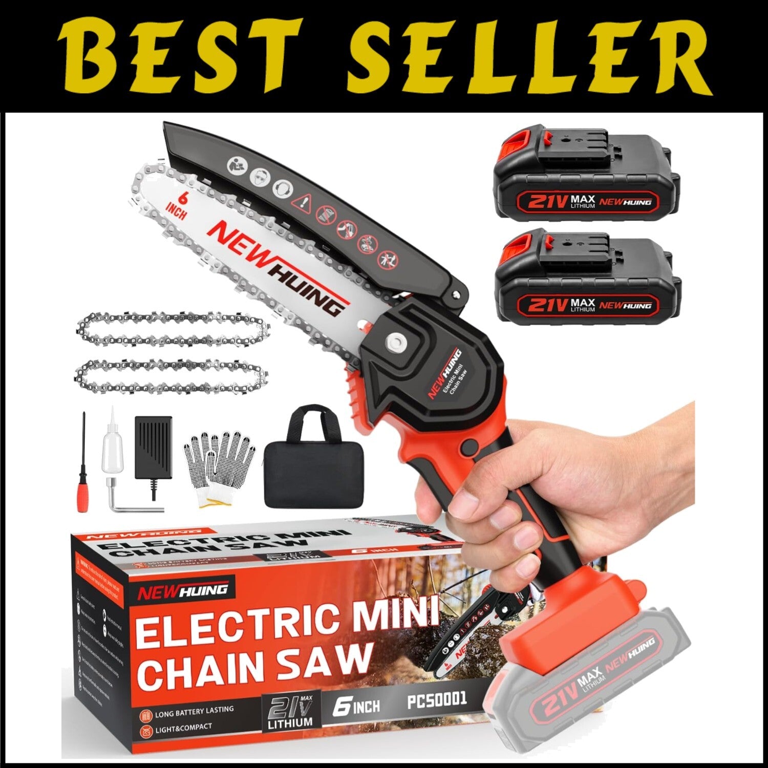 Ergonomic Mini Chainsaw Kit - 21V Electric, Perfect for Tree Branch Trimming