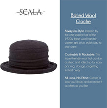 Load image into Gallery viewer, Hand-Washable Women's Stylish Boiled Wool Cloche Hat - Travel Friendly