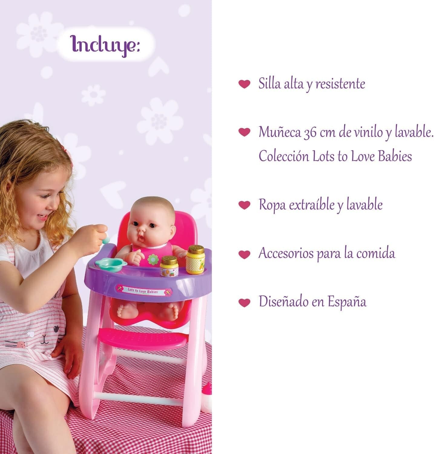 Interactive 14-Inch Doll and High Chair Set - Fun Feeding Accessories Included