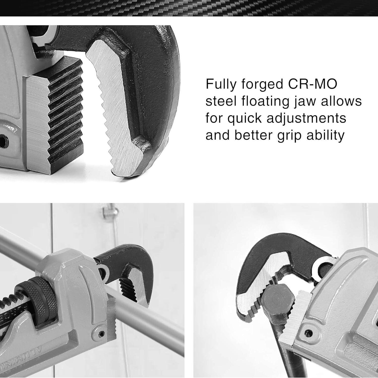 Professional 3-Piece Aluminum Pipe Wrench Set - Durable & Lightweight