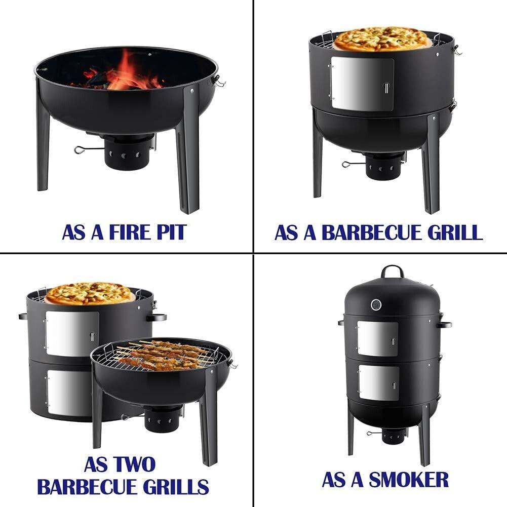 Alloy Steel Charcoal BBQ Smoker - Easy Assembly & Large Capacity for Outdoor Fun
