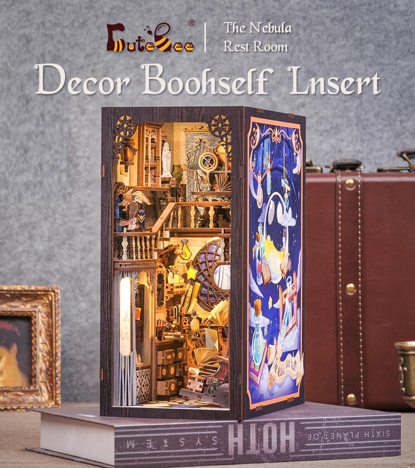 Nebula Common Room Book Nook Kit - Enchanting Miniature Decor with LED Light