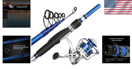 Compass Collapsible 6.5ft Fishing Rod and Reel Combo - Ideal for Bass & Trout