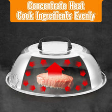 Load image into Gallery viewer, BBQ Essential: Heavy-Duty Stainless Steel Burger Press &amp; Melting Dome 12-Inch