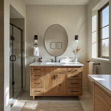 Load image into Gallery viewer, Brushed Gold Oval Mirror - Elegant 22x30'' Stainless Steel Bath Wall Mount