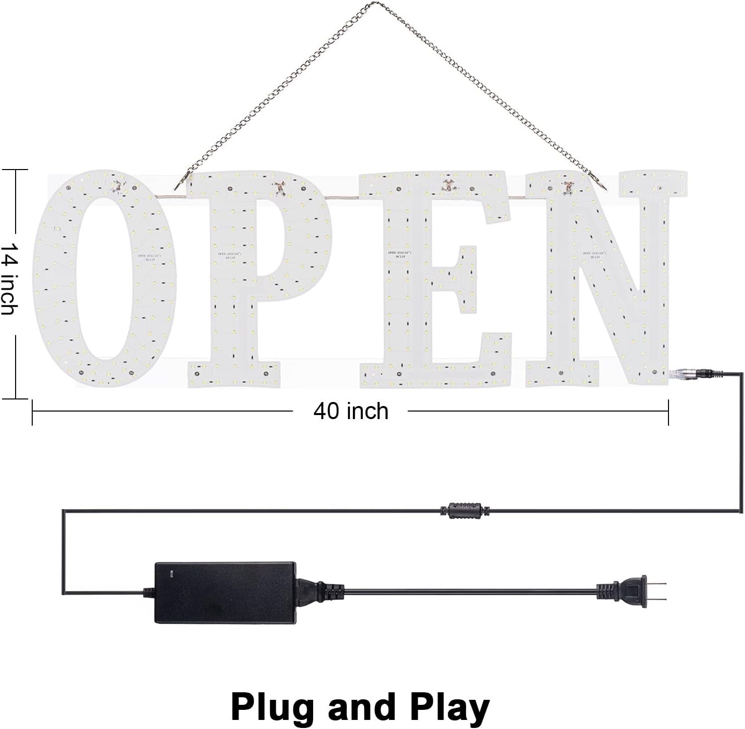 High Visibility LED Open Sign 40" x 14" - Ideal for Shops, Offices & Restaurants