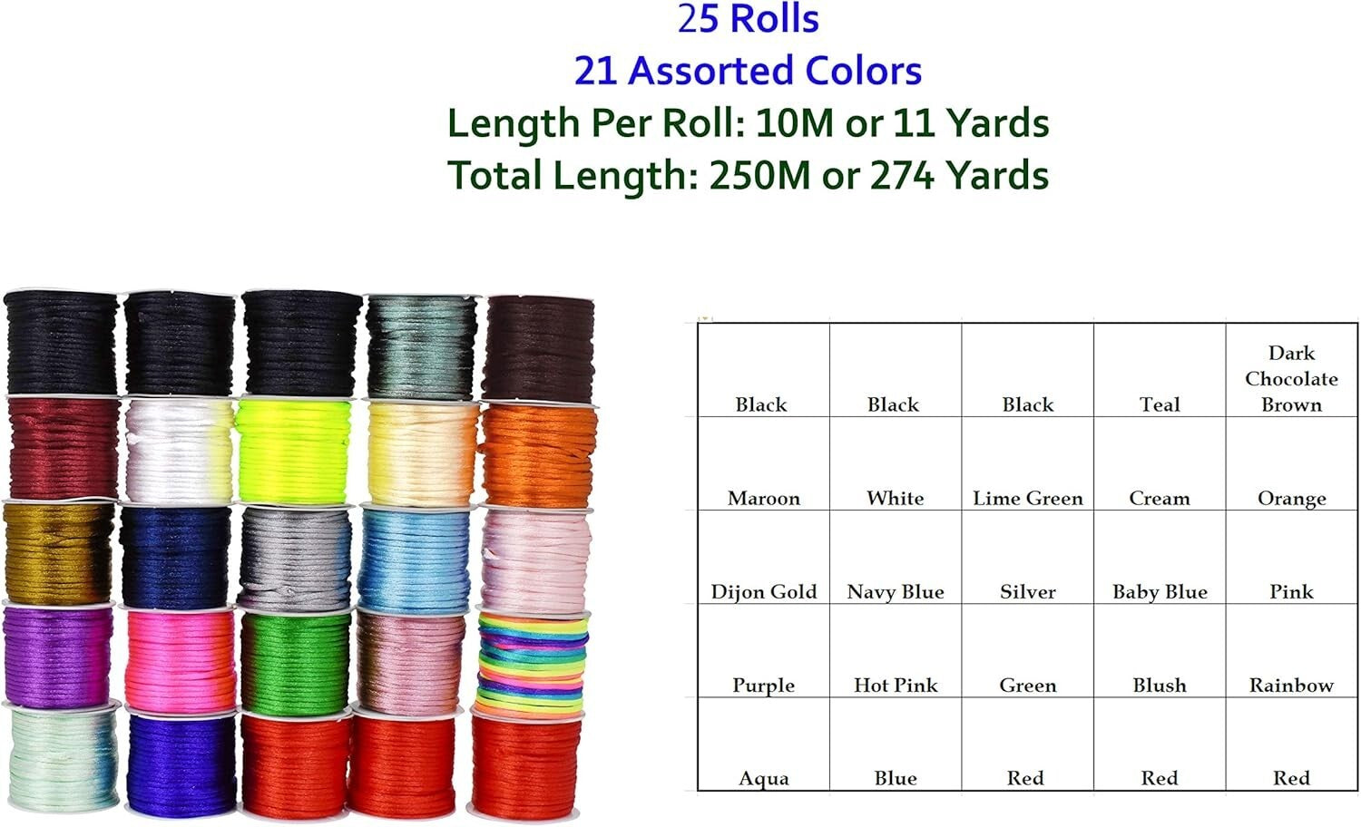 Durable Heat-Treatable 2mm Nylon Satin Cord - Perfect for Jewelry Making & More