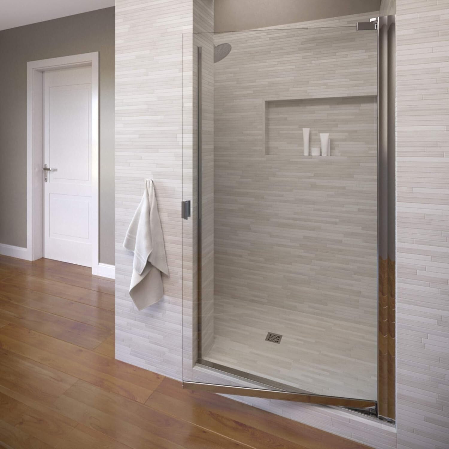 Modern Chrome Pivot Shower Door 31.75 to 33.25 in. - Watershed Management Design