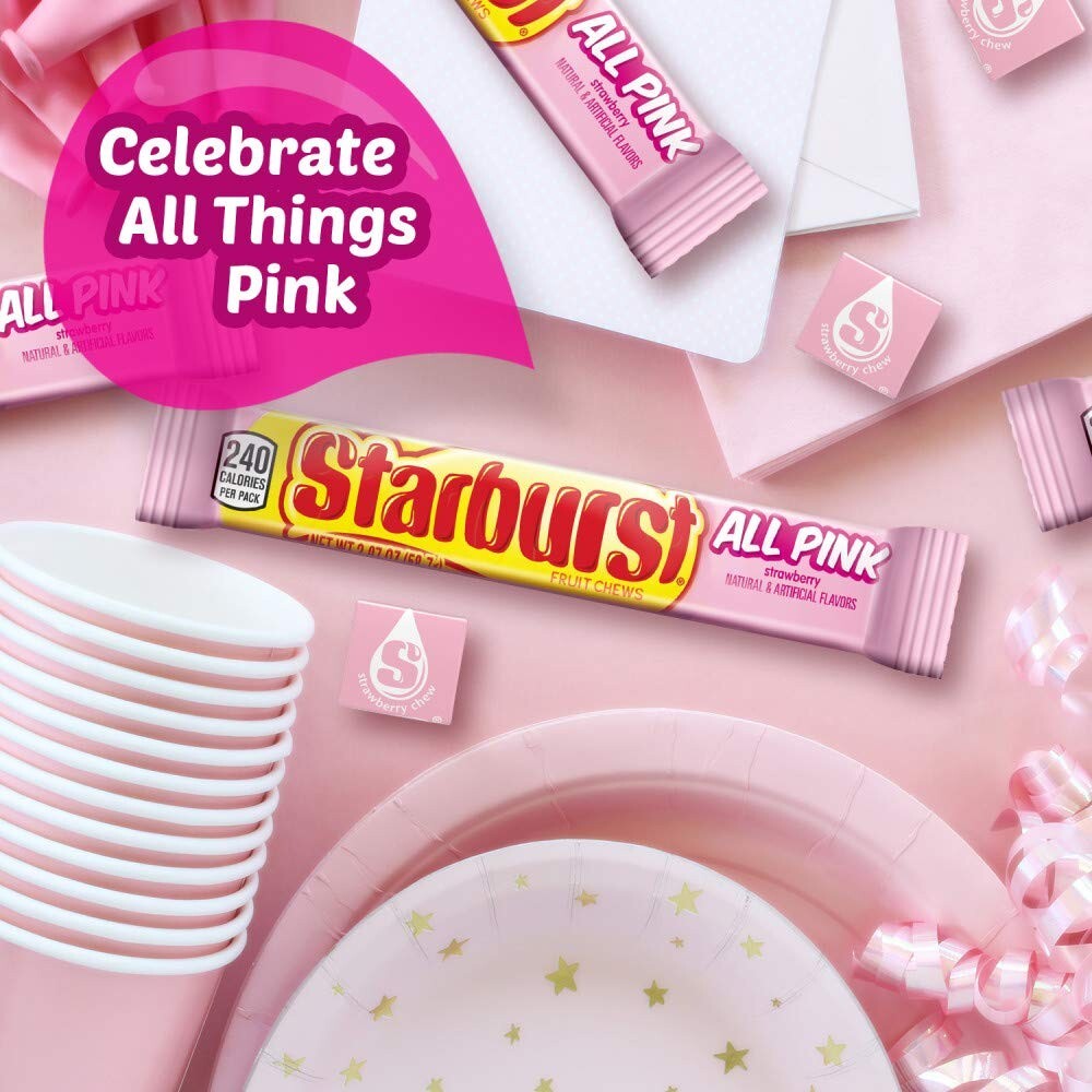 Bulk All Pink Chewy Candy – 49.68 Ounce Box of Juicy Flavors – Share and Enjoy!
