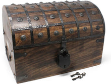 Load image into Gallery viewer, X-Large Handcrafted Pirate Treasure Chest with Lock &amp; Skeleton Key - 16x11