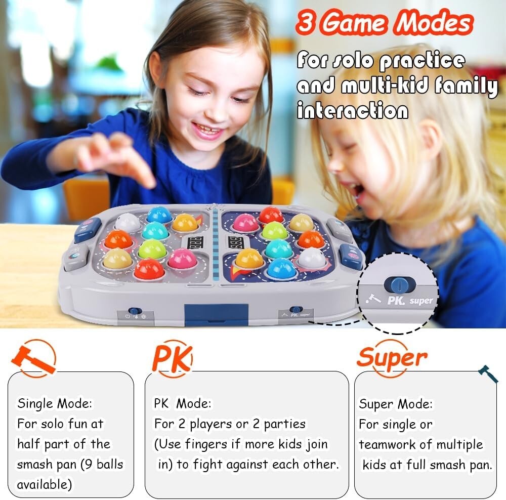 Safe and Sturdy Whack Mole Game with Sound & Light - Ideal for Young Children