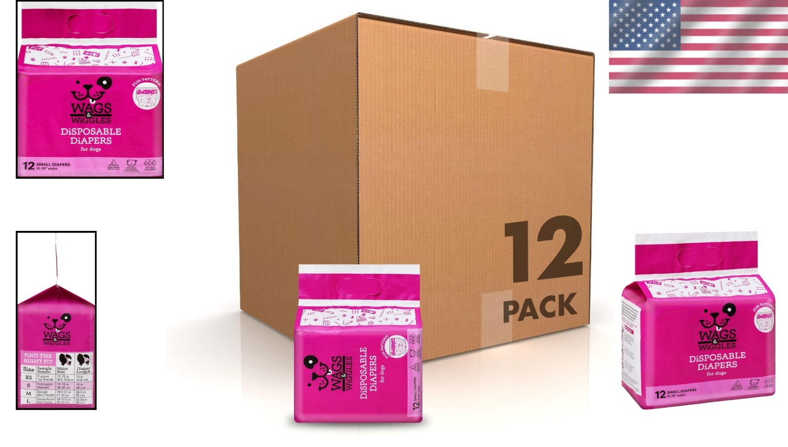 Ultra-Absorbent Disposable Dog Diapers for Female Dogs - 144 Count, Small Size