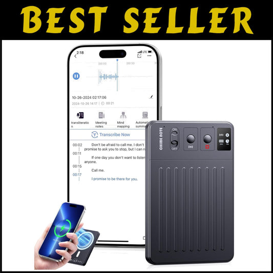 AI Voice Recorder with 121 Languages Translation & 64GB for Meetings & Lectures