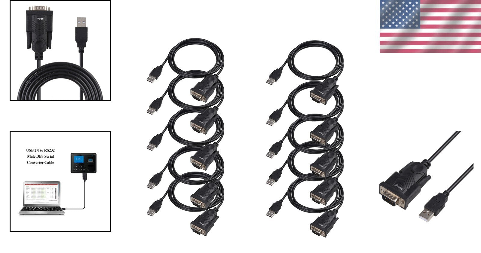 5FT USB to RS232 DB9 Cable Adapter with PL2303 Chipset - High-Speed Connectivity