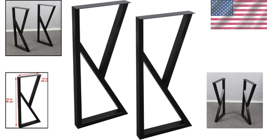 Heavy-Duty 35'' Rustic K-Shape Table Legs - Ideal for Industrial Style Furniture