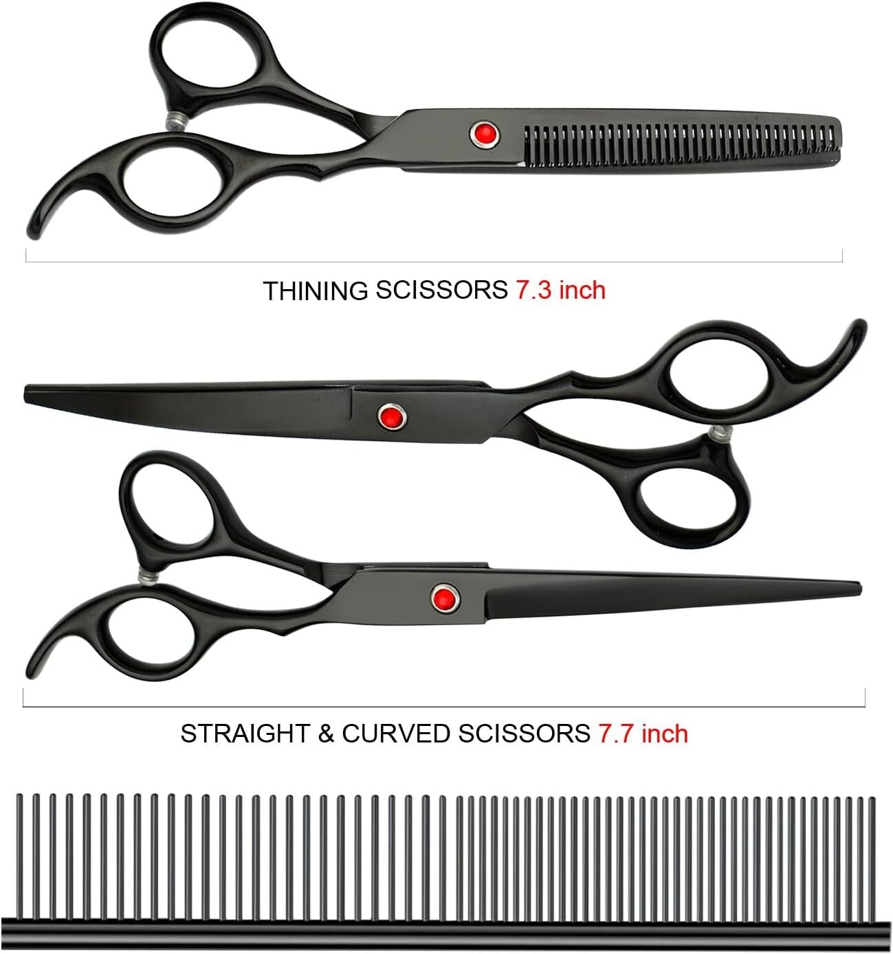 Ergonomic Dog Grooming Scissors Set with Comb - 5 Tools for Perfect Grooming