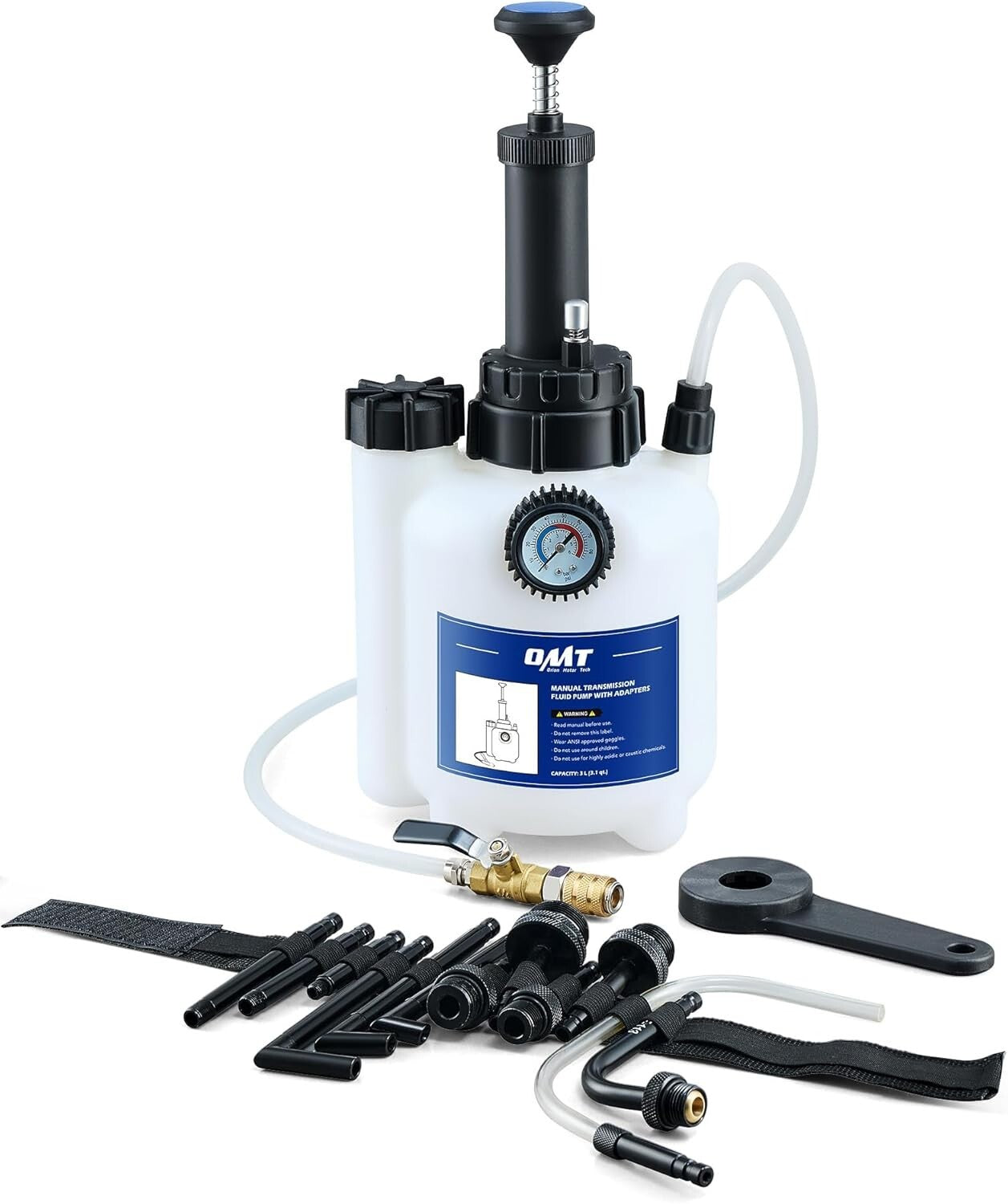 Durable 3L Transmission Fluid Transfer Pump with Storage Belt & 12 ATF Adapters