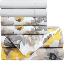 Load image into Gallery viewer, Soft Microfiber Floral Sheet Set - 6 Piece Queen Bedding in Chic Watercolors