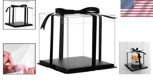 Elegant Clear Cake Packaging - 6 Tall Boxes, Ideal for Weddings & Parties