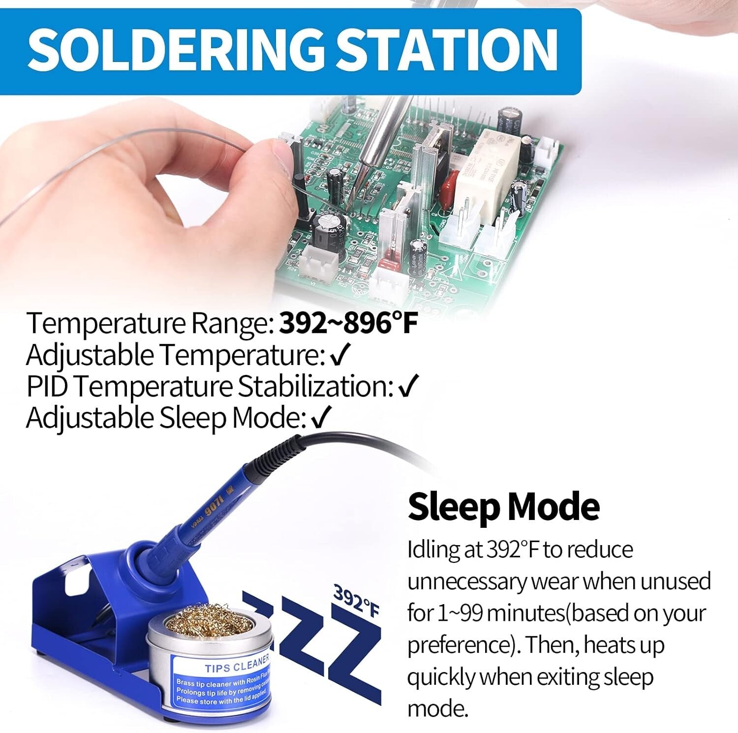 Professional Soldering Iron & Hot Air Rework Station - LED Display & Accessories