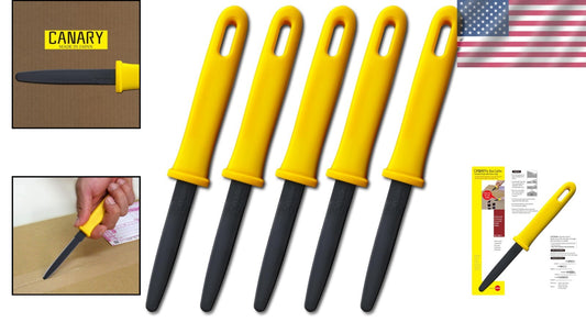 7.5-Inch Yellow Cardboard Cutter Set - Safety Design and Non-Stick Blade, 5 Pack