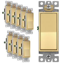 Load image into Gallery viewer, Modern Gold Decorator Switches 15A for Residential &amp; Commercial Spaces, 10 Pack