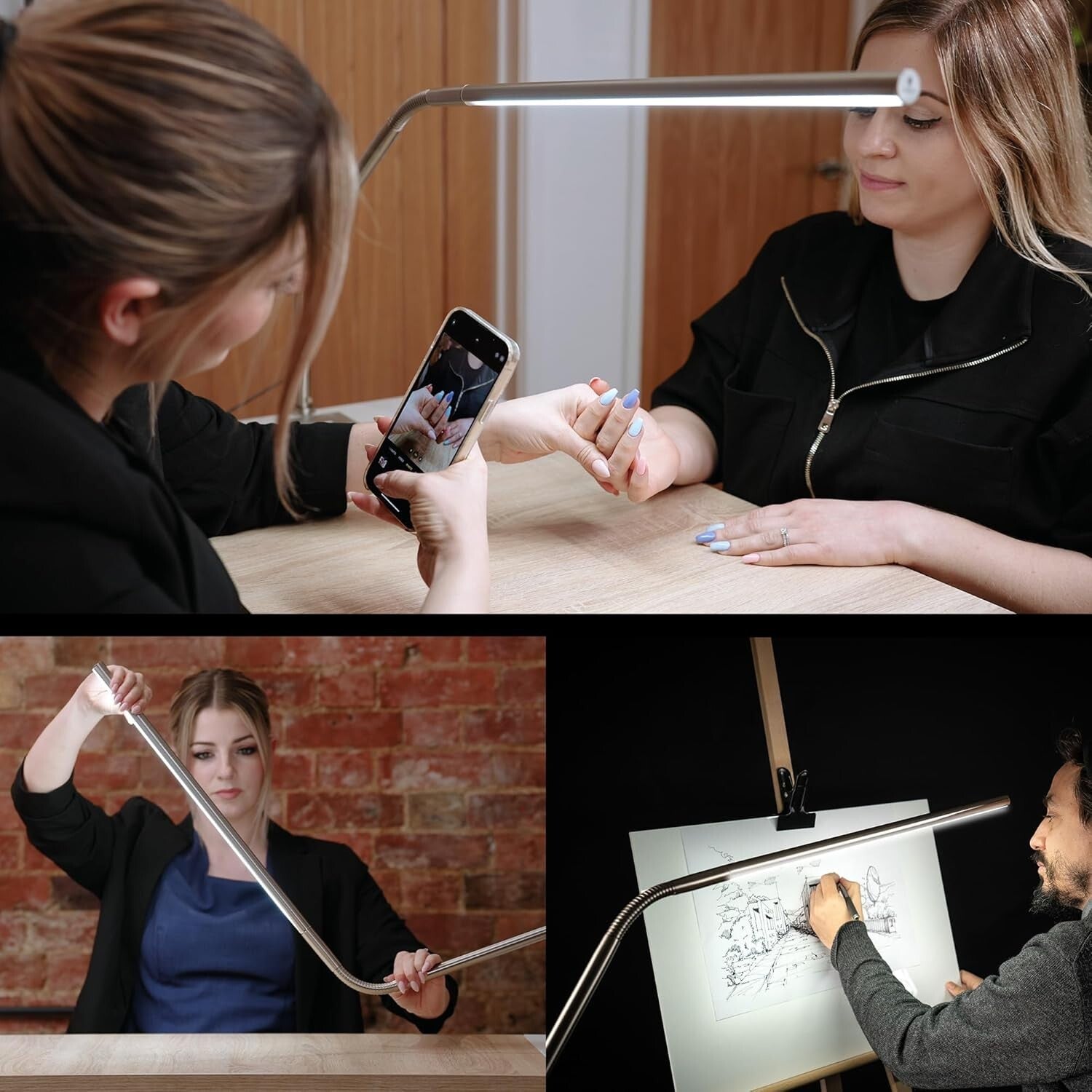 Versatile LED Floor Lamp with Flexible Joints & 4 Brightness Levels - Indoor Use