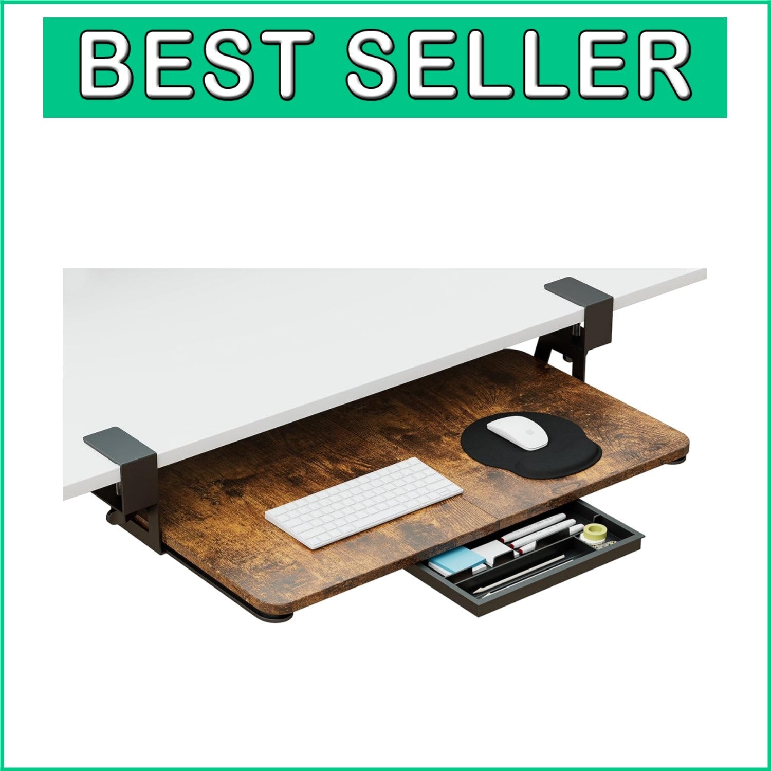 Ergonomic Pull-Out Keyboard Tray - 26.77'' Large Size for Workspace Optimization