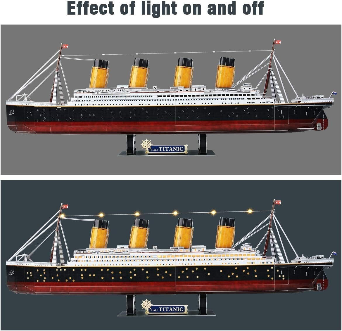 Titanic 3D Puzzle with LEDs - Experience a 35-Inch Masterpiece for Home Decor