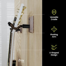 Load image into Gallery viewer, Elegant 3-Pack Guitar Wall Mounts in Black Walnut for All Guitar Types