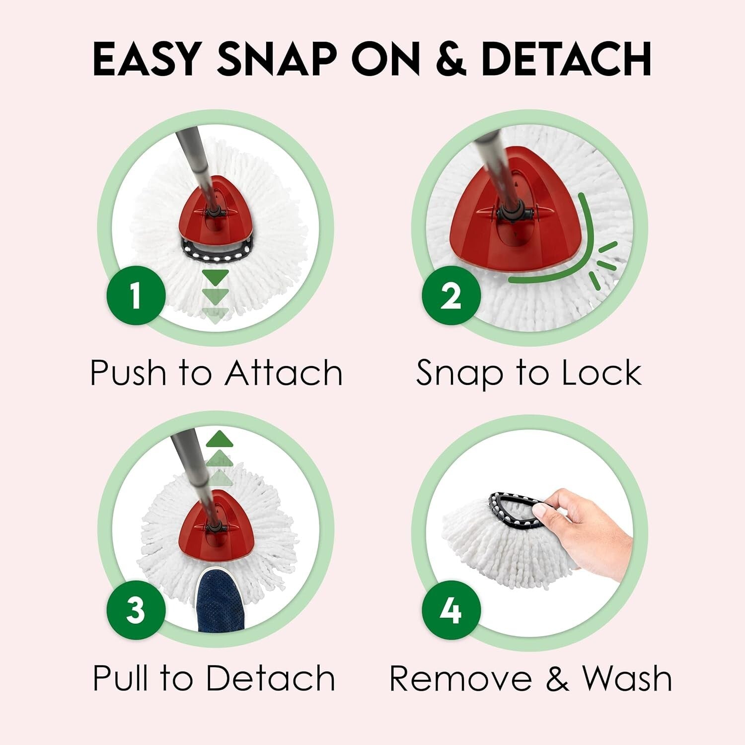 6-Pack Reusable Ocedar Mop Heads - Lightweight & Washable Cleaning Solution