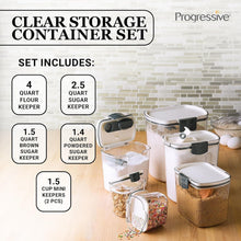 Load image into Gallery viewer, 6-Piece Airtight Clear Plastic Storage Set for Flour, Sugar &amp; Baking Essentials