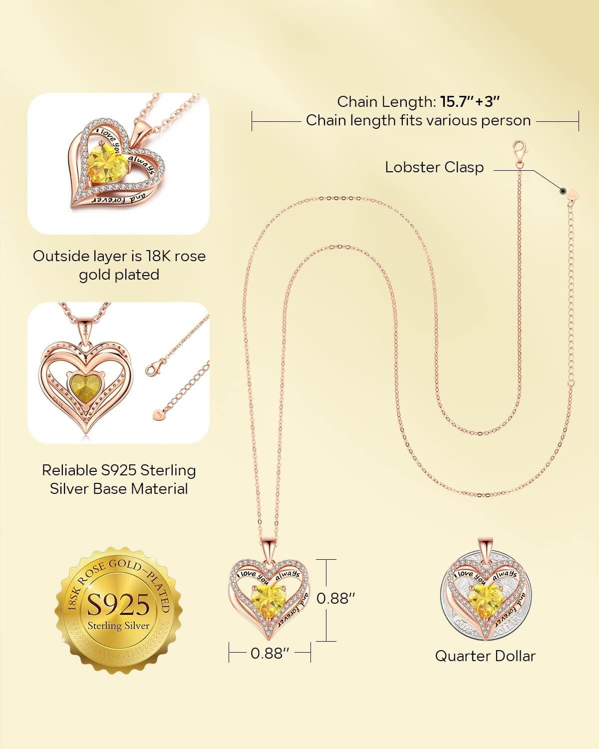 Charming S925 Sterling Silver Necklace with Heart Zirconia - Gift-Ready Design
