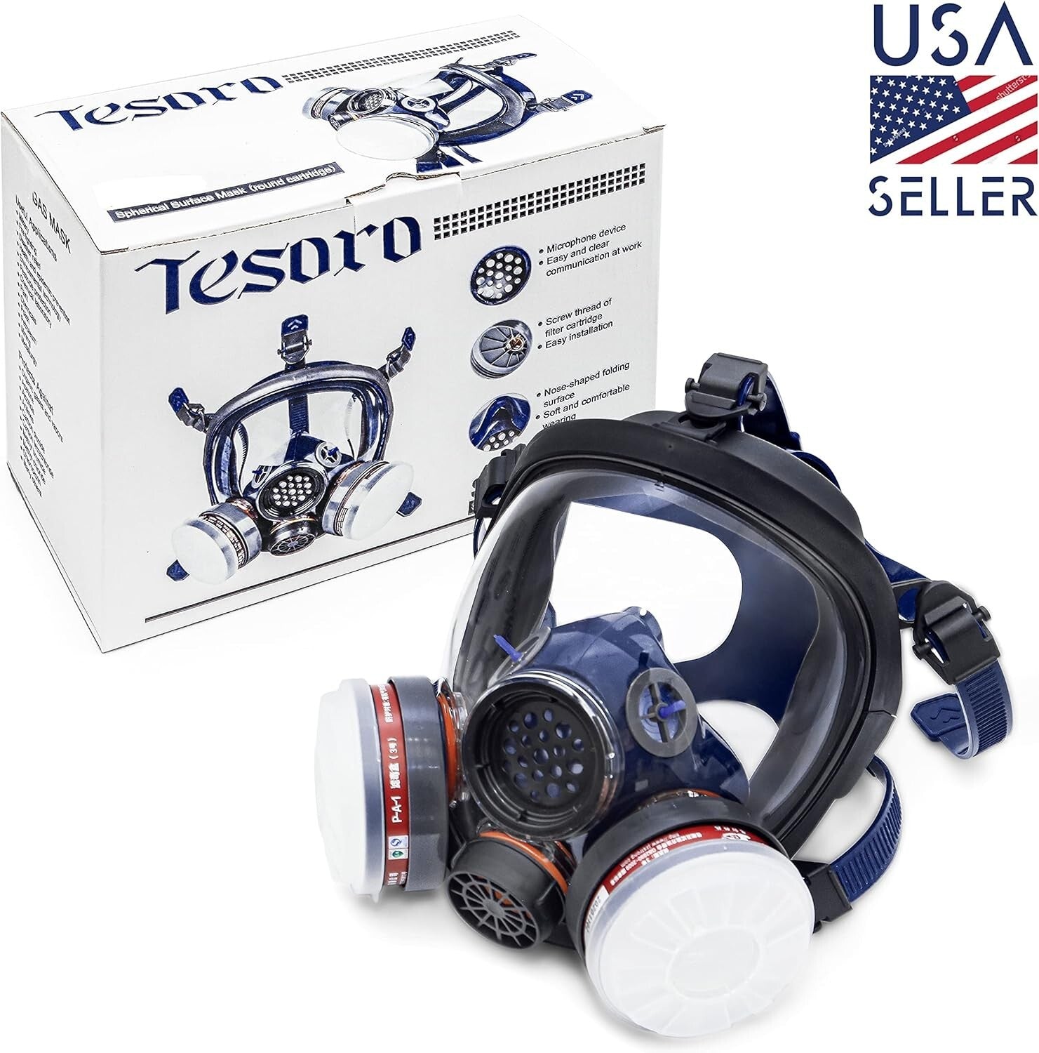Full Face Organic Vapor Respirator with Anti-Fog Lens - Heavy Duty Protection