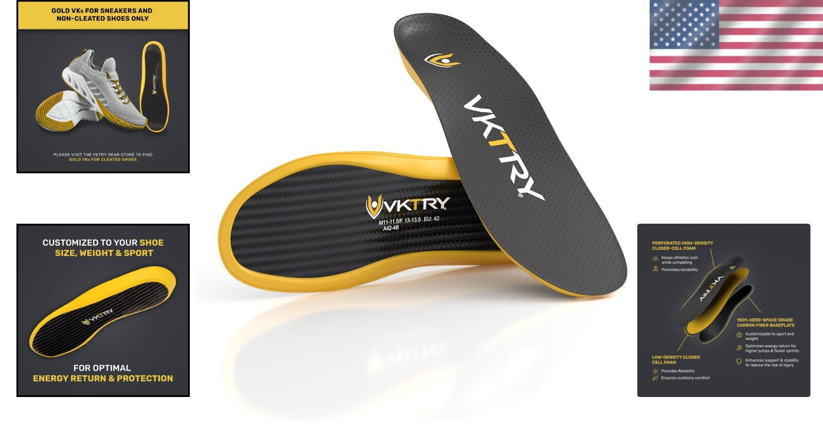 Customized Gold Carbon Fiber Insoles - Boost Performance & Prevent Injuries