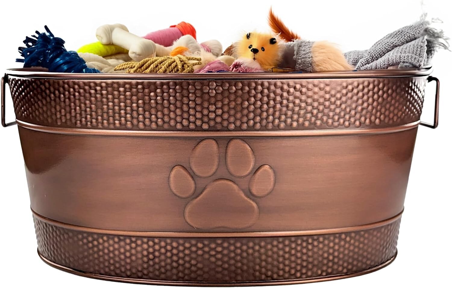 Indestructible Copper Galvanized Dog Toy Bin - Stylish 25 Qt Storage Solution
