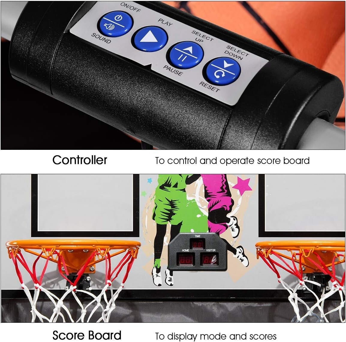 Electronic Double Shot Basketball Game with 4 Balls & Competitive Scoring System