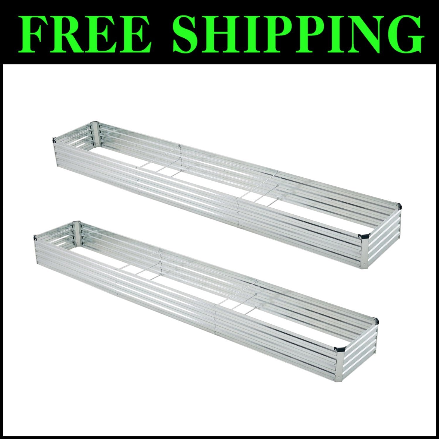 Durable 12x2x1ft Galvanized Metal Garden Bed - Perfect for Flowers & Vegetables